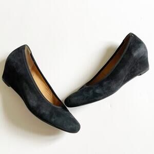 Gabor Black Suede Wedge Shoe